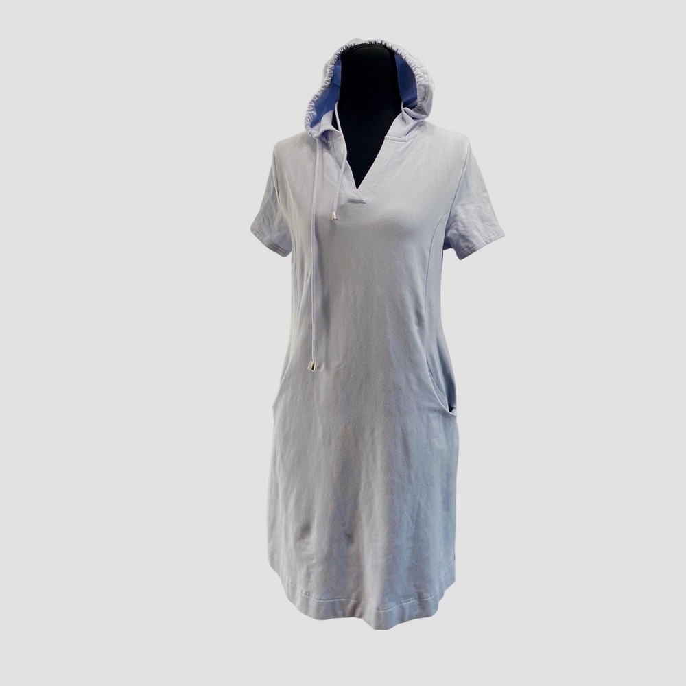 Masseys Hooded T-Shirt Dress Womens Medium Light Blue Short‎ Sleeve Cotton Modal